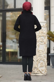 Noir - Neva Style - Tunique En Tricot Hijab - 2513S - Thumbnail