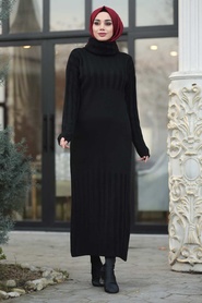 Noir - Neva Style - Tunique En Tricot Hijab - 27270S - Thumbnail