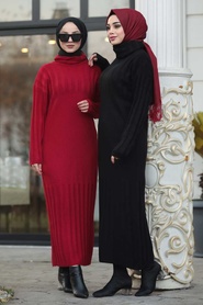 Noir - Neva Style - Tunique En Tricot Hijab - 27270S - Thumbnail