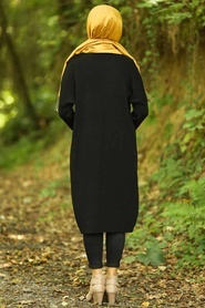 Noir - Neva Style - Tunique en tricot hijab - 883S - Thumbnail