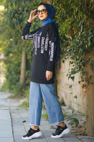 Noir - Neva Style - Tunique Hijab - 1154S - Thumbnail