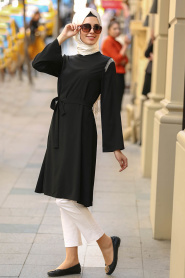 Noir- Neva Style - Tunique Hijab 5086S - Thumbnail