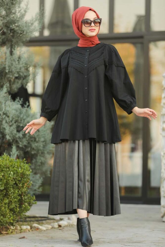 Noir - Neva Style - Tunique Hijab - 8475S - 1