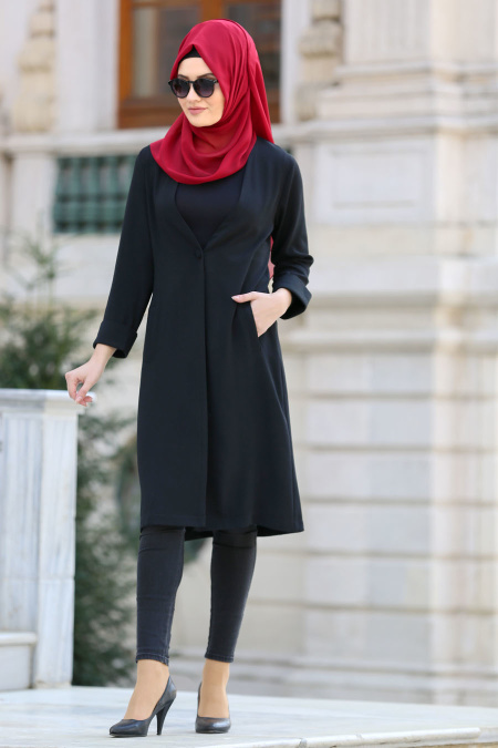 Noir - New Kenza - Manteau Hijab 4977S