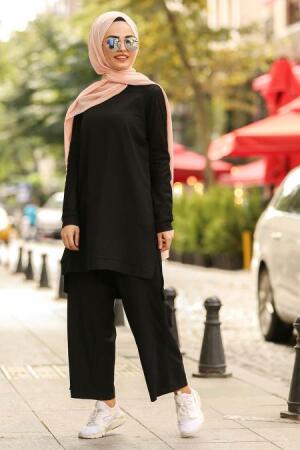 Noir -New Kenza - Pantalon & Tunique Ensemble Décontracté Hijab 51141S - 1