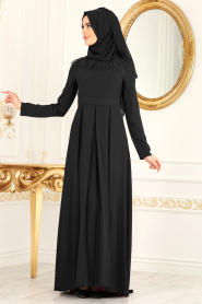 Noir - Puane -Robe de Soirée Hijab 80710S - Thumbnail
