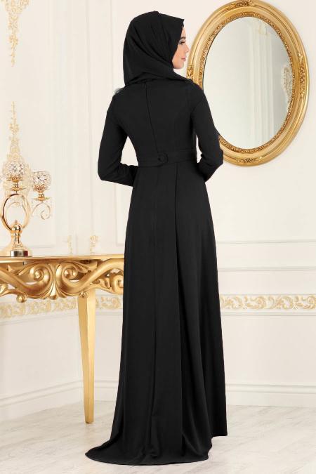 Noir - Puane -Robe de Soirée Hijab 80710S - 2