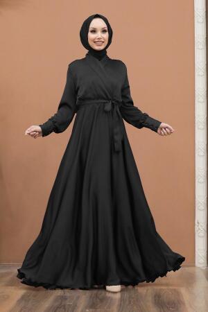 Noir - Tesettürlü Abiye Elbise - Robe de Soirée Hijab - 1418S - 1