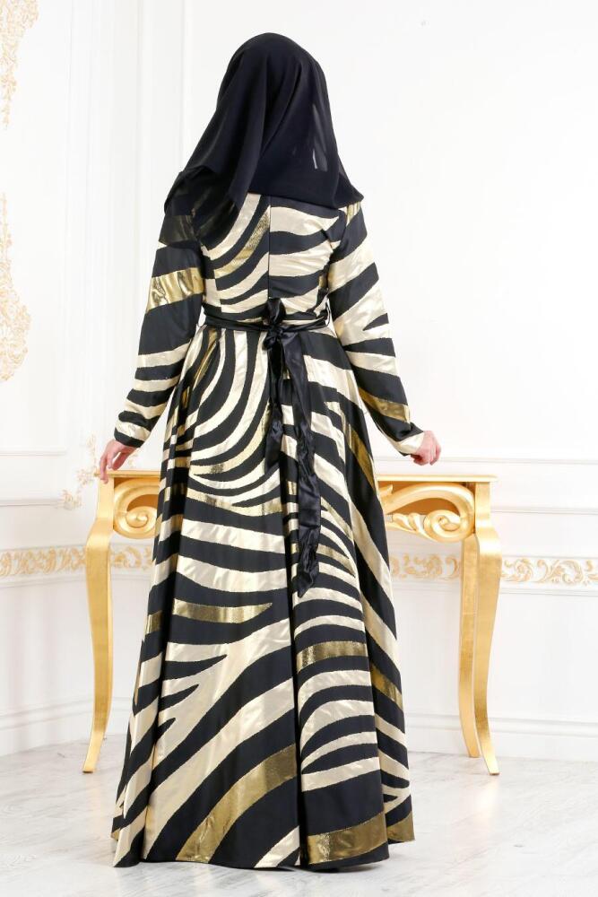 Noir - Tesettürlü Abiye Elbise - Robe de Soirée Hijab 24492S - 2