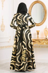 Noir -Tesettürlü Abiye Elbise - Robe de Soirée Hijab 24493S - Thumbnail