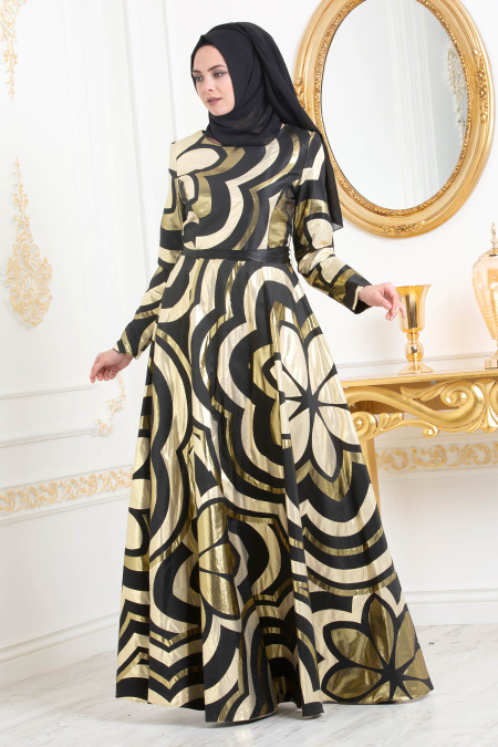 Noir -Tesettürlü Abiye Elbise - Robe de Soirée Hijab 2449S