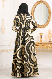 Noir -Tesettürlü Abiye Elbise - Robe de Soirée Hijab 2449S - Thumbnail