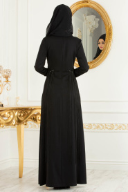 Noir - Tesettürlü Abiye Elbise - Robe de Soirée Hijab 3622S - Thumbnail