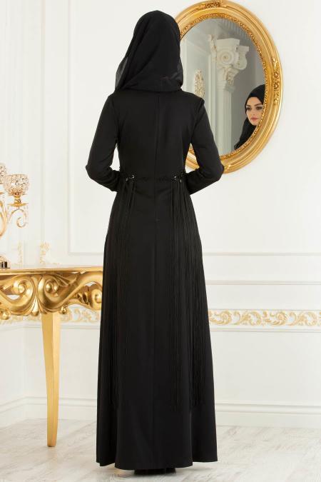 Noir - Tesettürlü Abiye Elbise - Robe de Soirée Hijab 3622S - 2