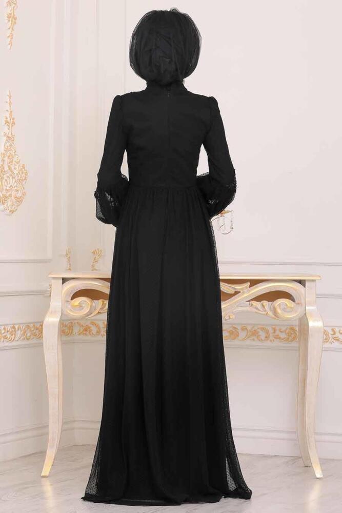Noir - Tesettürlü Abiye Elbise - Robe de Soirée Hijab - 3908S - 3