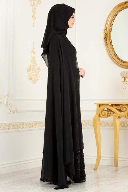 Noir - Tesettürlü Abiye Elbise -Robes de Soirée 20182S - 2