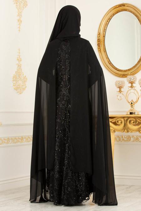 Noir - Tesettürlü Abiye Elbise -Robes de Soirée 20182S - 3