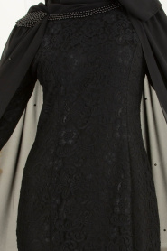 Noir - Tesettürlü Abiye Elbise - Robes de Soirée 3281S - Thumbnail