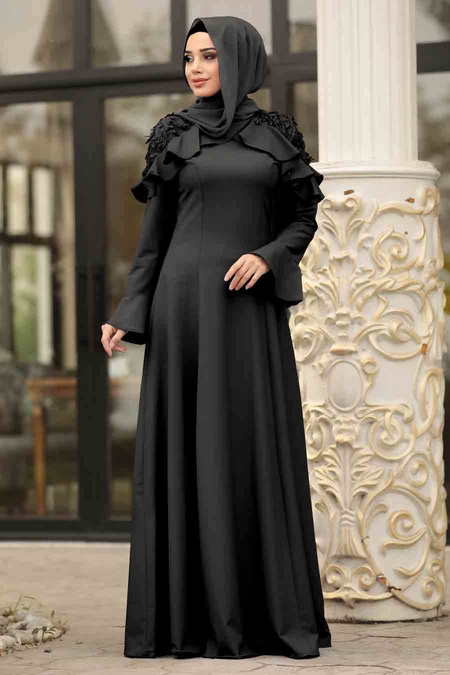 Noir - Tesettürlü Abiye Elbise - Robes de Soirée 3633S