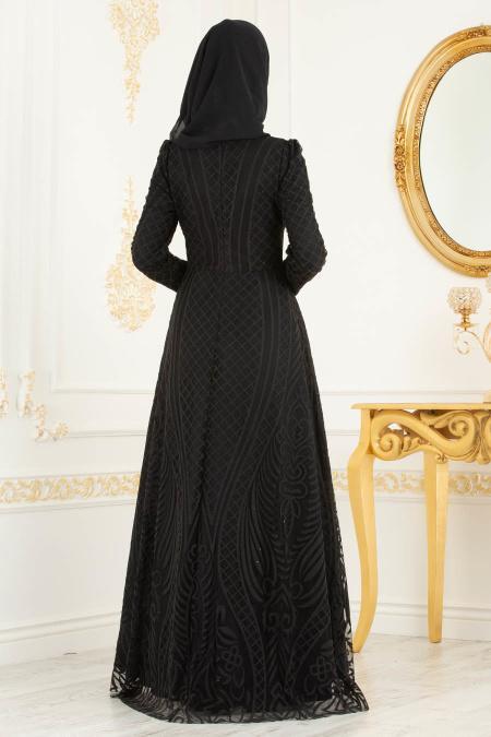 Noir - Tesettürlü Abiye Elbise - Robes de Soirée 3719S - 2