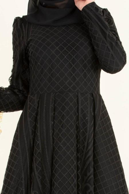 Noir - Tesettürlü Abiye Elbise - Robes de Soirée 3719S - 3