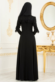 Noir - Tesettürlü Abiye Elbise - Robes de Soirée 3746S - Thumbnail
