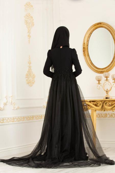 Noir - Tesettürlü Abiye Elbise - Robes de Soirée 70391S - 3