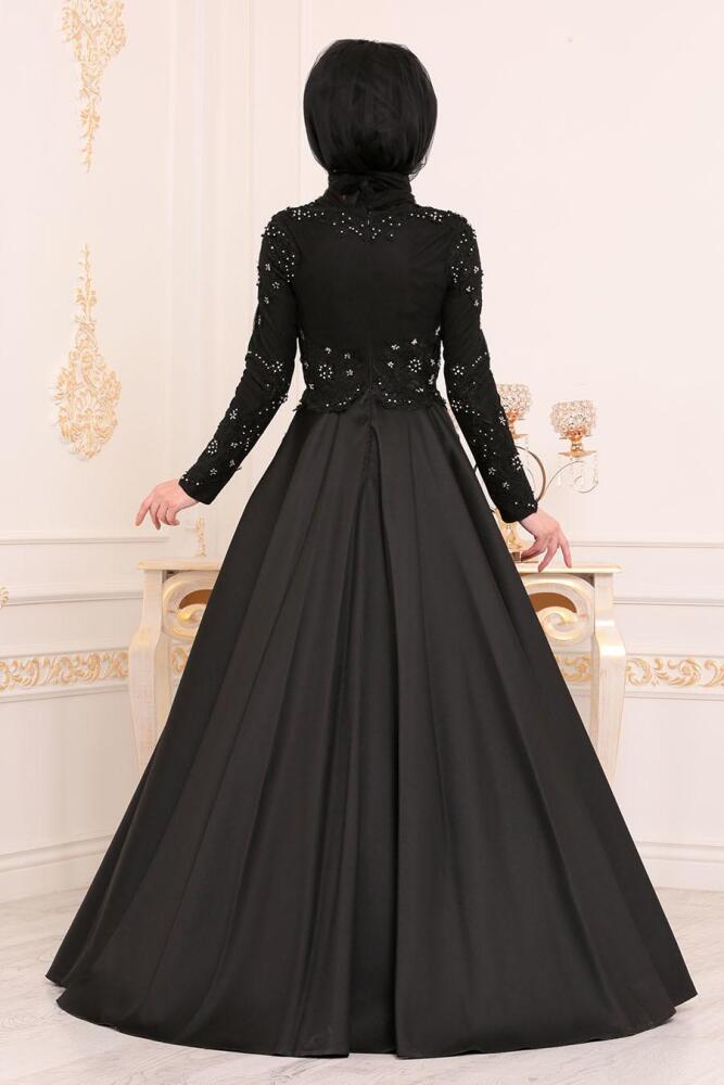 Noir - Tesettürlü Abiye Elbise - Robes de Soirée Hijab 45740S - 4