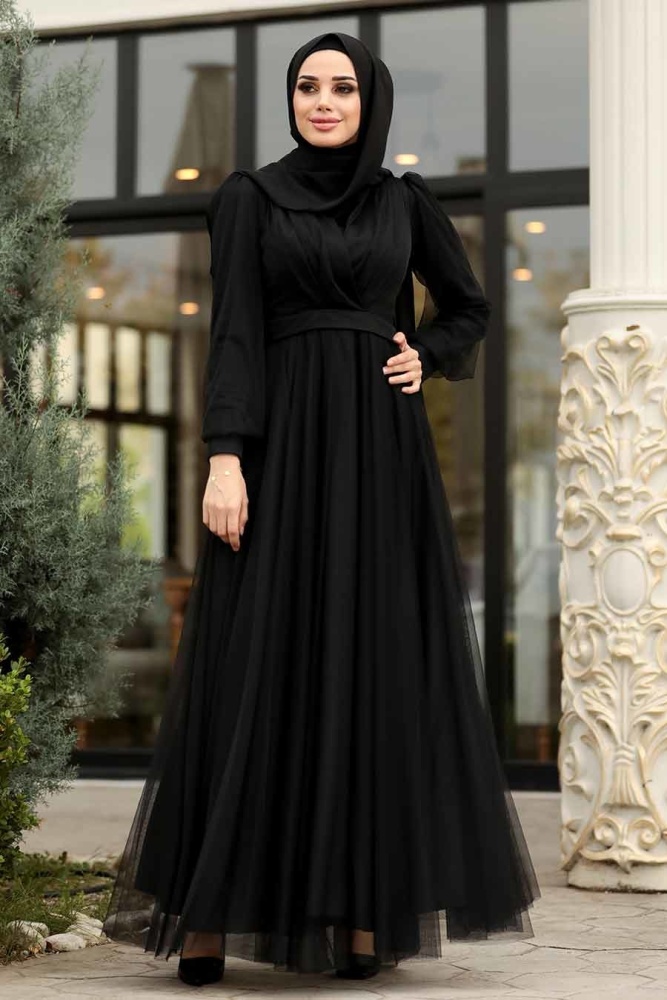 Noir - Tuay - Robe de Soirée Hijab - 30631S - 1