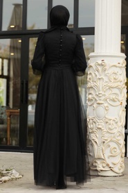 Noir - Tuay - Robe de Soirée Hijab - 30631S - Thumbnail
