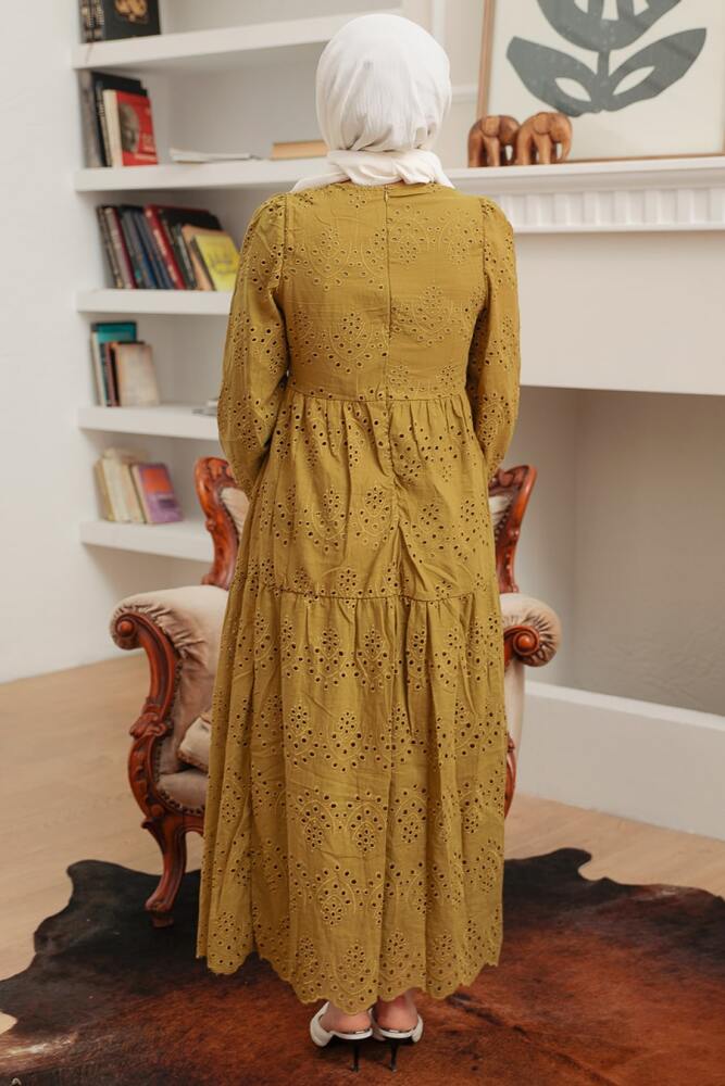 Oil Green Hijab Dress 1073YY - 2