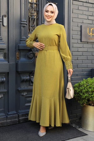 Oil Green Hijab Dress 51911YY - 1