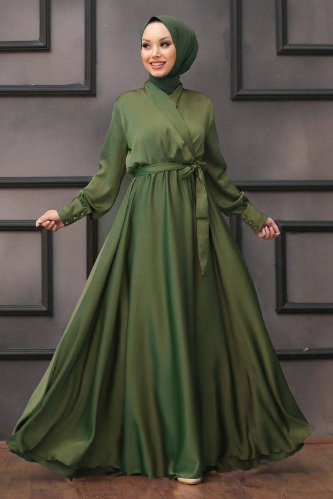 Neva Style - Stylish Oil Green Muslim Prom Dress 1418YY - 1