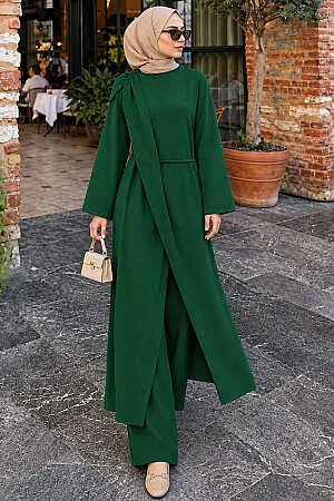 Ruched-Shoulder Tie-Detail Modest Dress 6315Y - 1