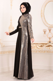 Or-Nayla Collection -Robe de Soirée Hijab 1234GOLD - Thumbnail