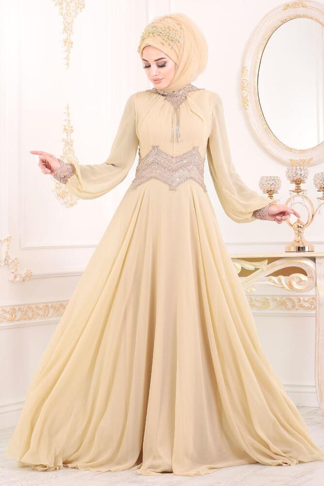 Or- Nayla Collection - Robe de Soirée Hijab 4678GOLD - 1