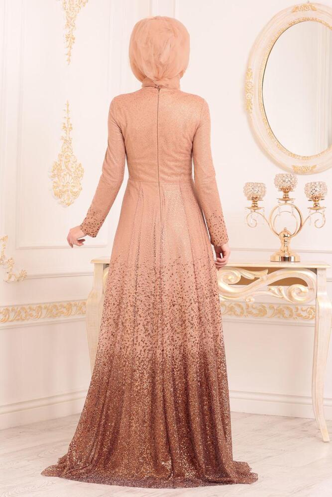 Or - Tesettürlü Abiye Elbise - Robe de Soirée Hijab 2081GOLD - 2