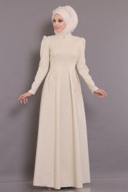 Or- Tesettürlü Abiye Elbise - Robes de Soirée 36540GOLD - Thumbnail