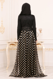 Or - Tesettürlü Abiye Elbise - Robes de Soirée 8115GOLD - Thumbnail
