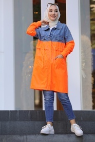 Orange Hijab Coat 1285T - Thumbnail
