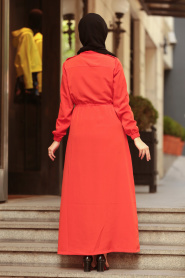 Orange Hijab Coat 5032T - Thumbnail
