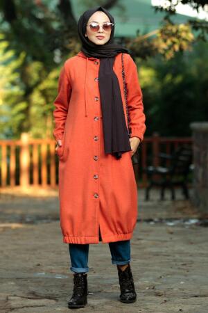 Orange - Nayla Collection - Manteau Hijab 5403T - 1