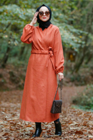 Orange-Nayla Collection - Manteau Hijab 5409T - Thumbnail
