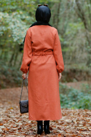 Orange-Nayla Collection - Manteau Hijab 5409T - Thumbnail