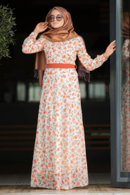 Orange- Nayla Collection - robe hijab 815203T - Thumbnail