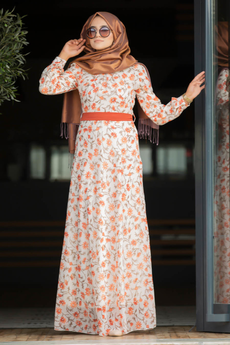 Orange- Nayla Collection - robe hijab 815203T