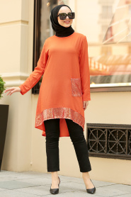 Orange- Nayla Collection - Tunique Hijab 40090T - Thumbnail