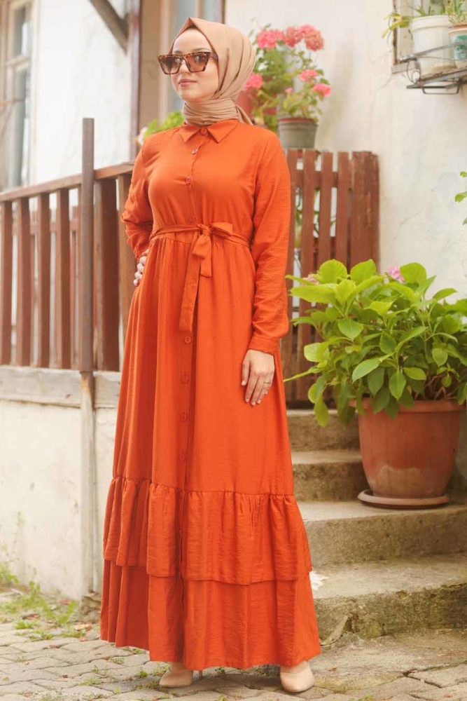 Orange - Neva Style - Robe Hijab - 42820T - 1