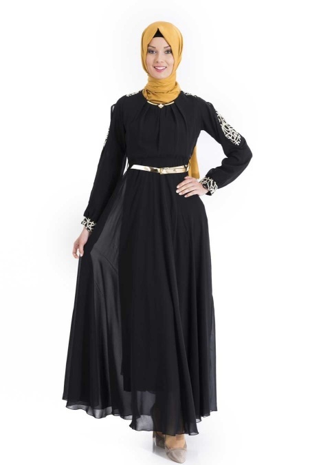 OzDuman - Black Hijab Dress 6612S