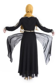 OzDuman - Black Hijab Dress 6612S - Thumbnail